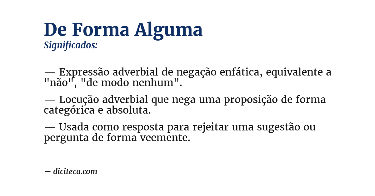 Significado de de forma alguma