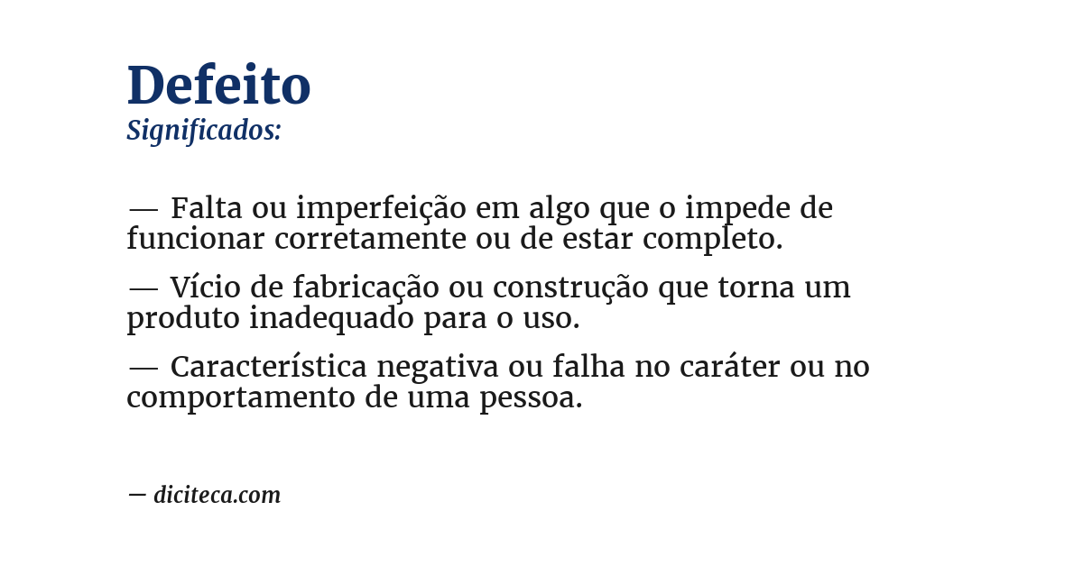 Significado de defeito