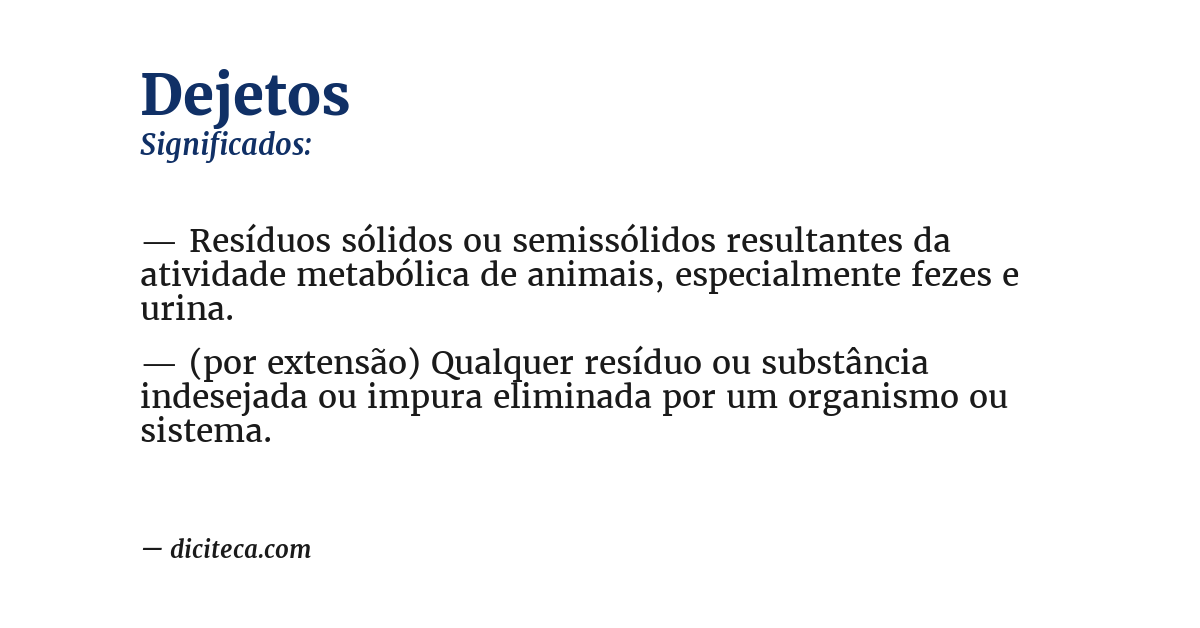 Significado de dejetos