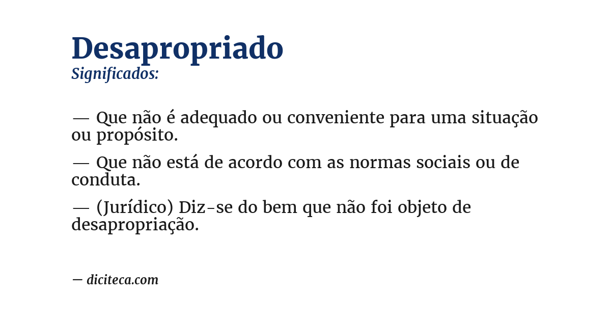 Significado de desapropriado
