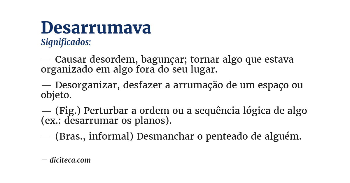 Significado de desarrumava
