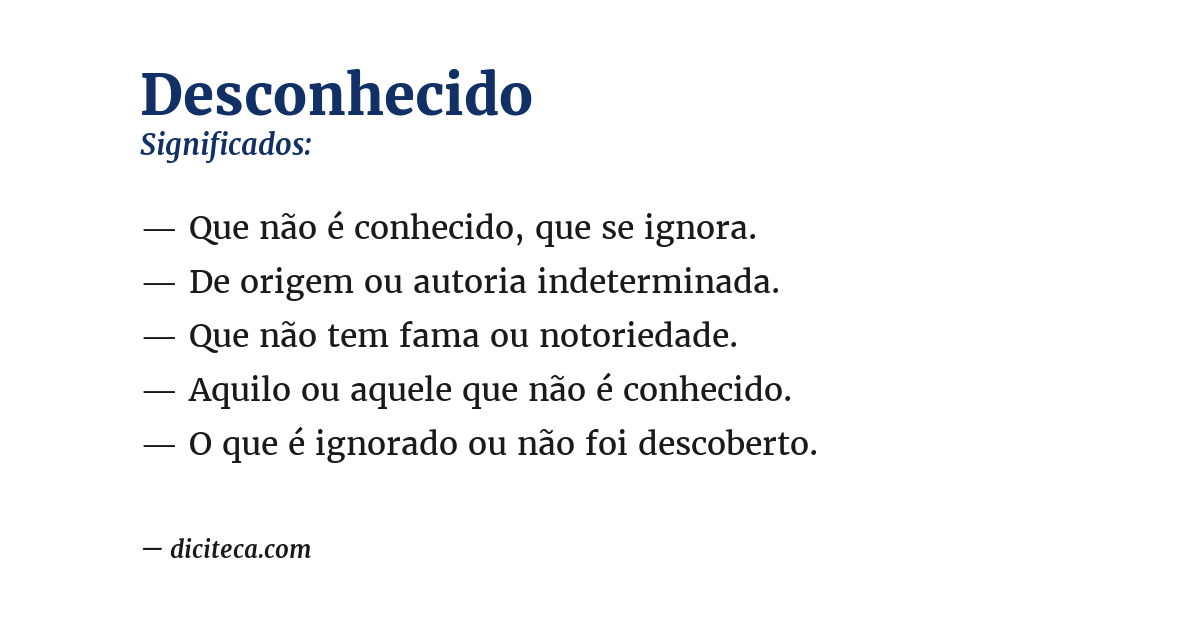 Significado de desconhecido