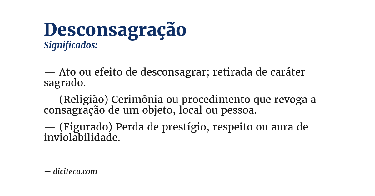 Significado de desconsagração