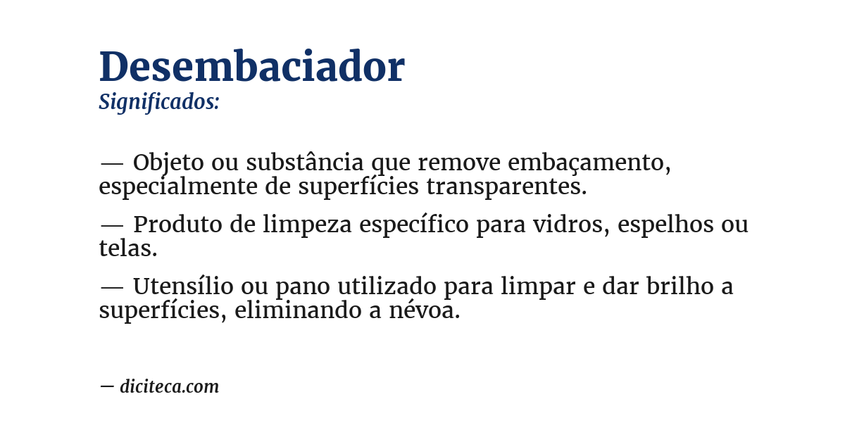 Significado de desembaciador