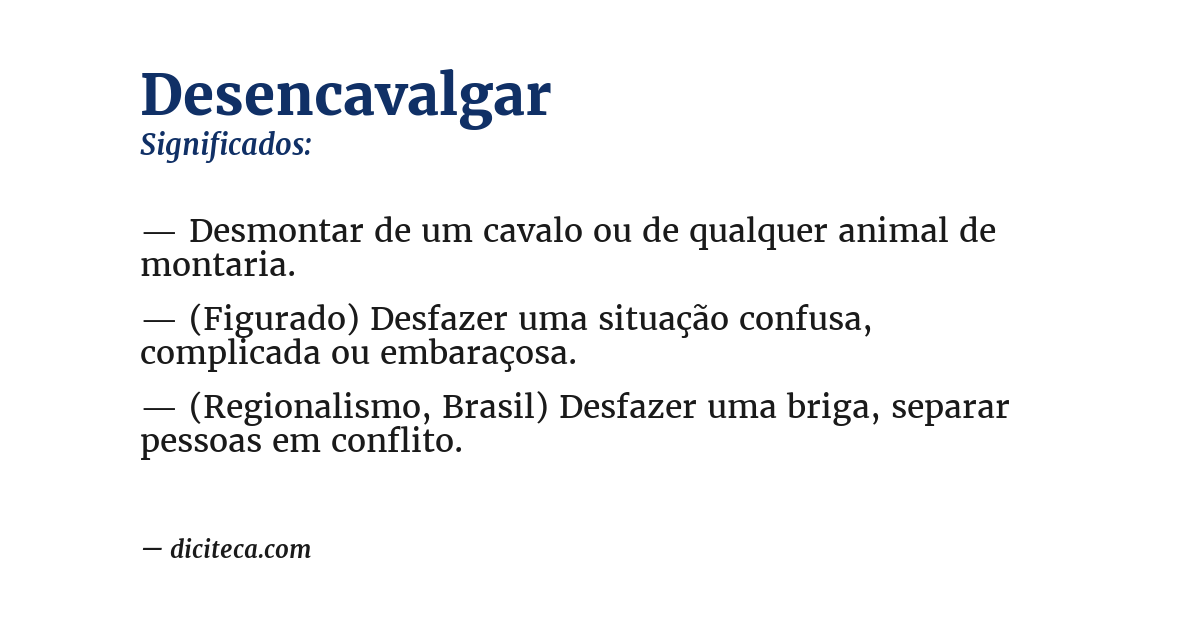 Significado de desencavalgar