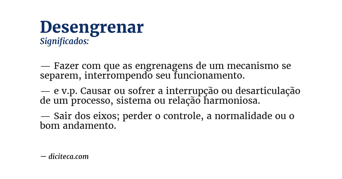 Significado de desengrenar