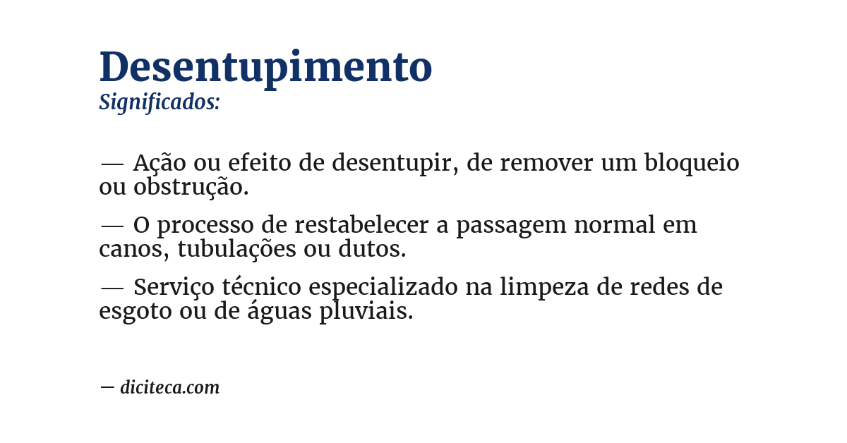 Significado de desentupimento
