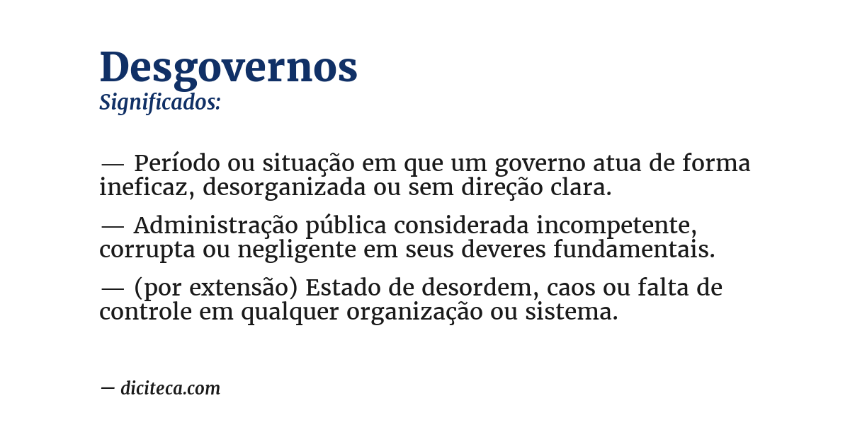 Significado de desgovernos