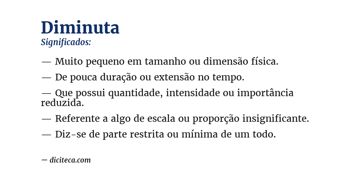 Significado de diminuta