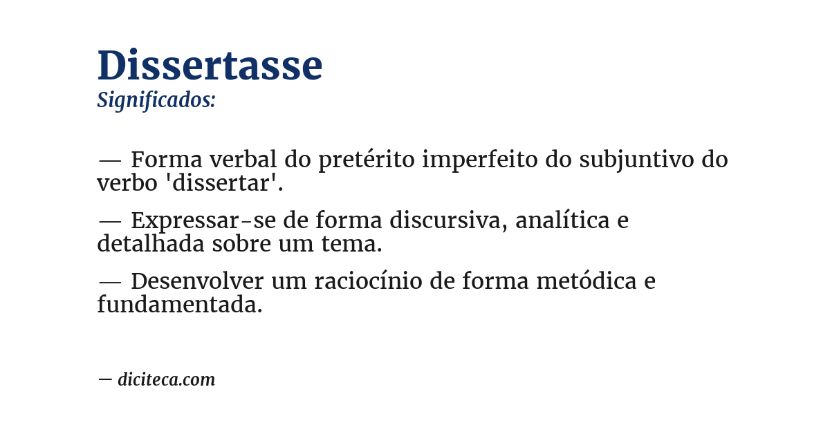 Significado de dissertasse
