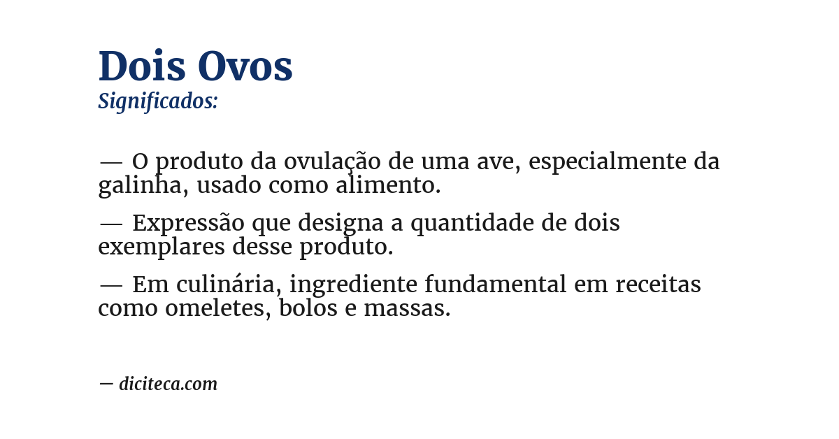 Significado de dois ovos
