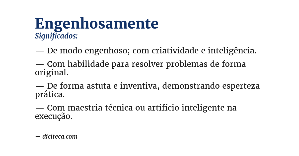 Significado de engenhosamente