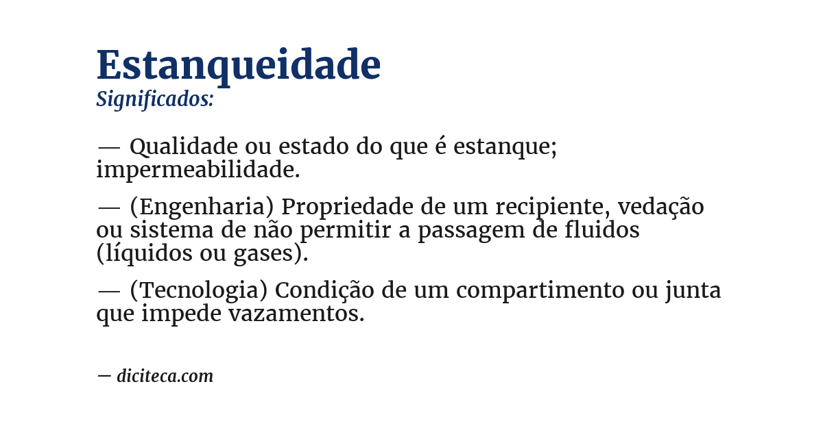 Significado de estanqueidade