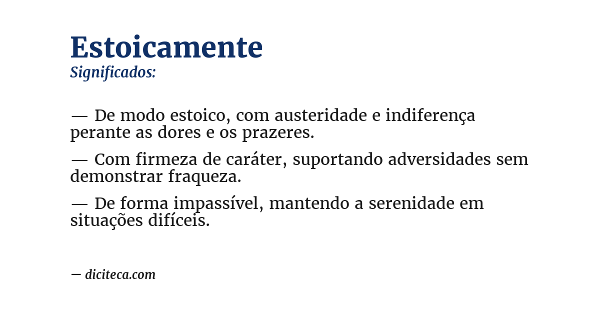Significado de estoicamente
