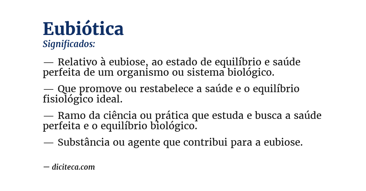 Significado de eubiótica