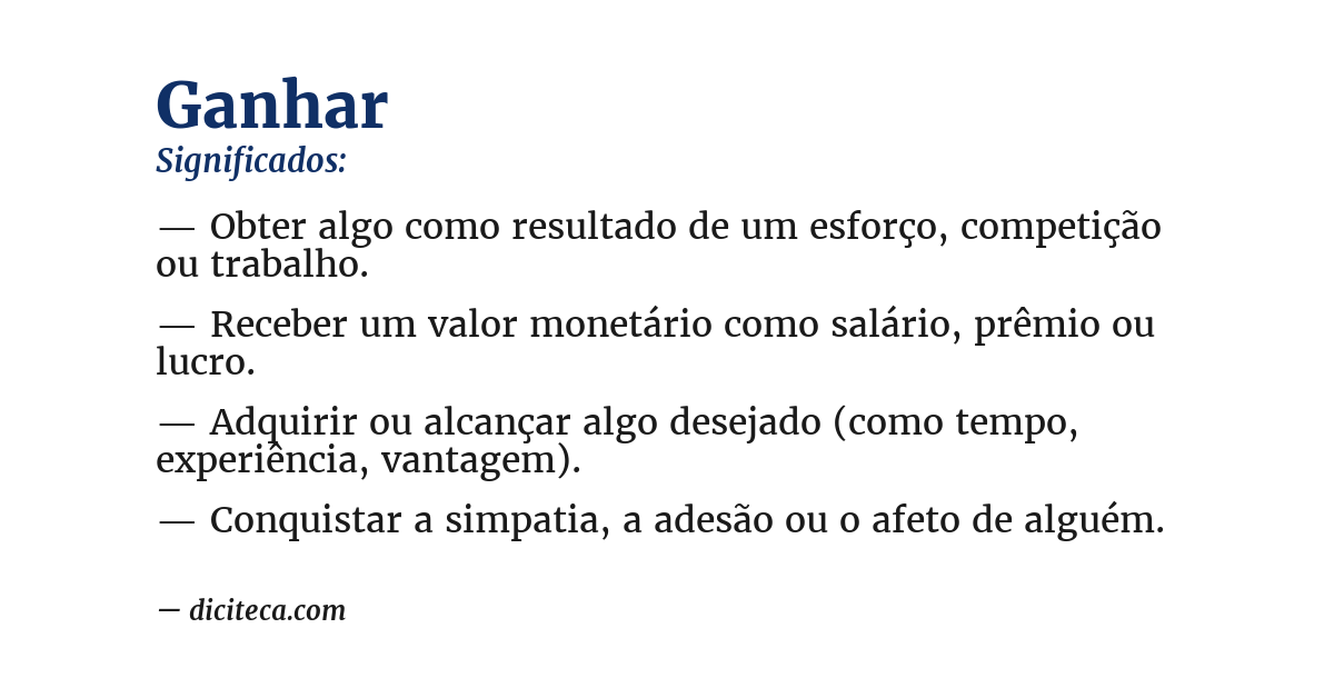 Significado de ganhar