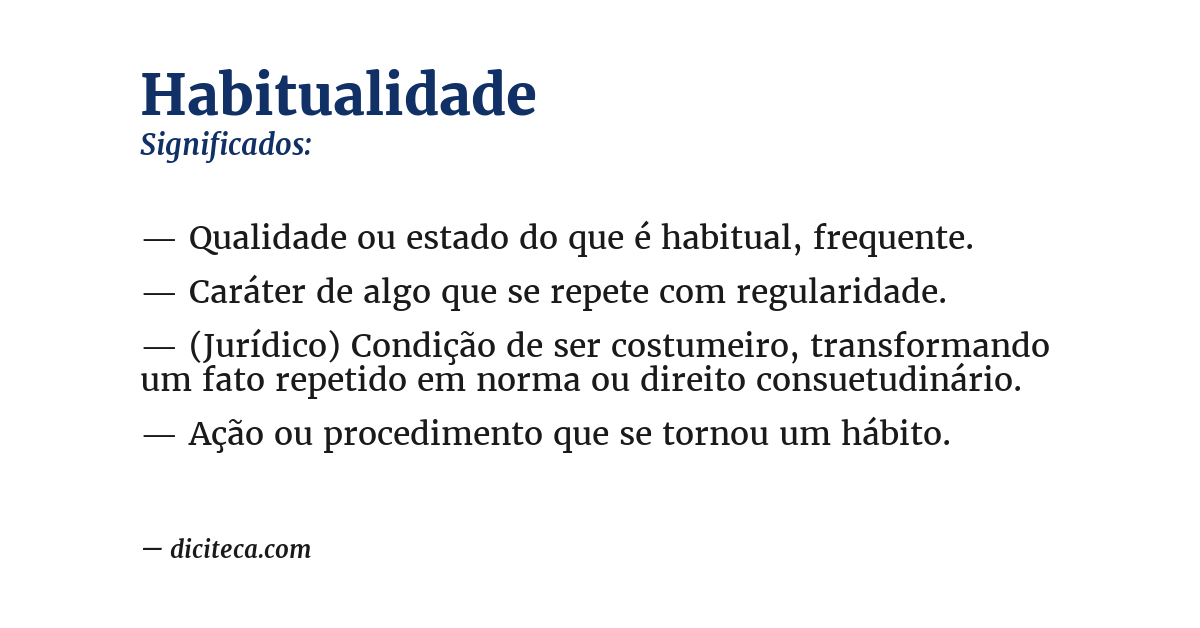 Significado de habitualidade