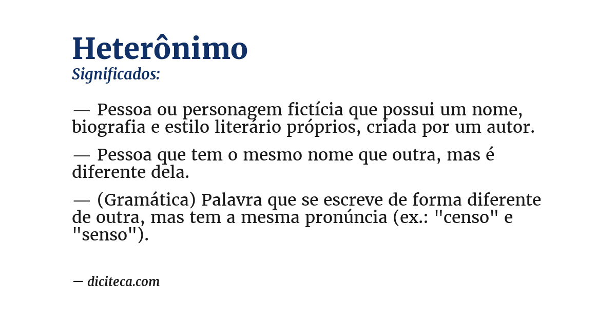 Significado de heterônimo