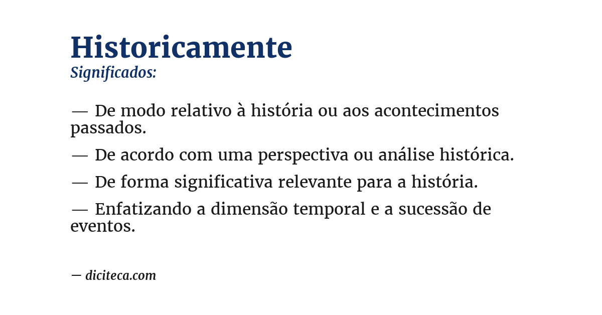 Significado de historicamente