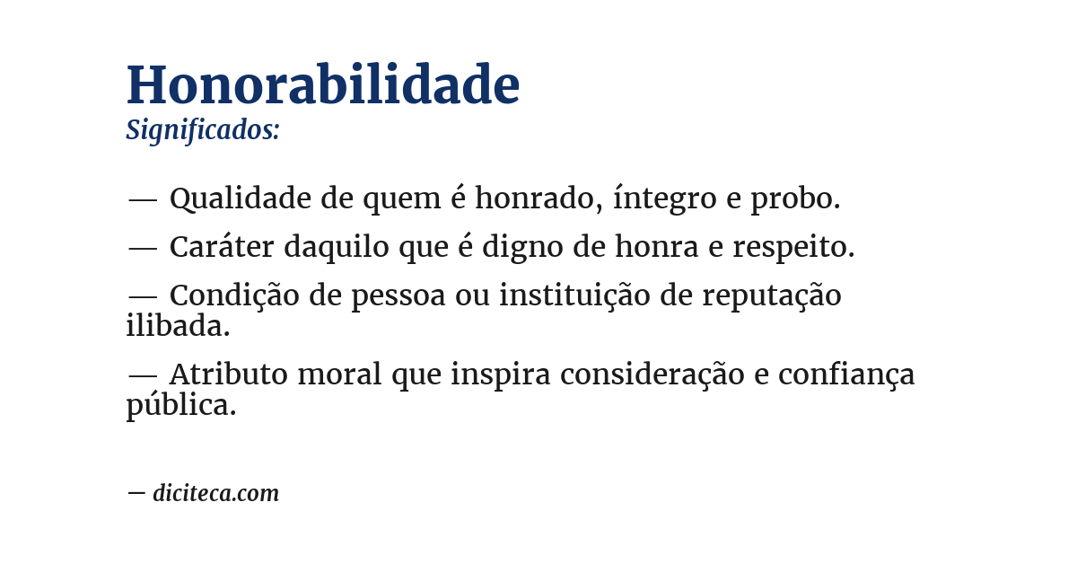 Significado de honorabilidade