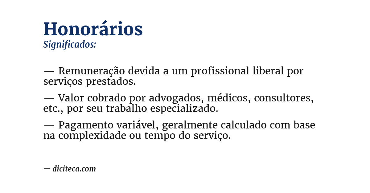 Significado de honorários