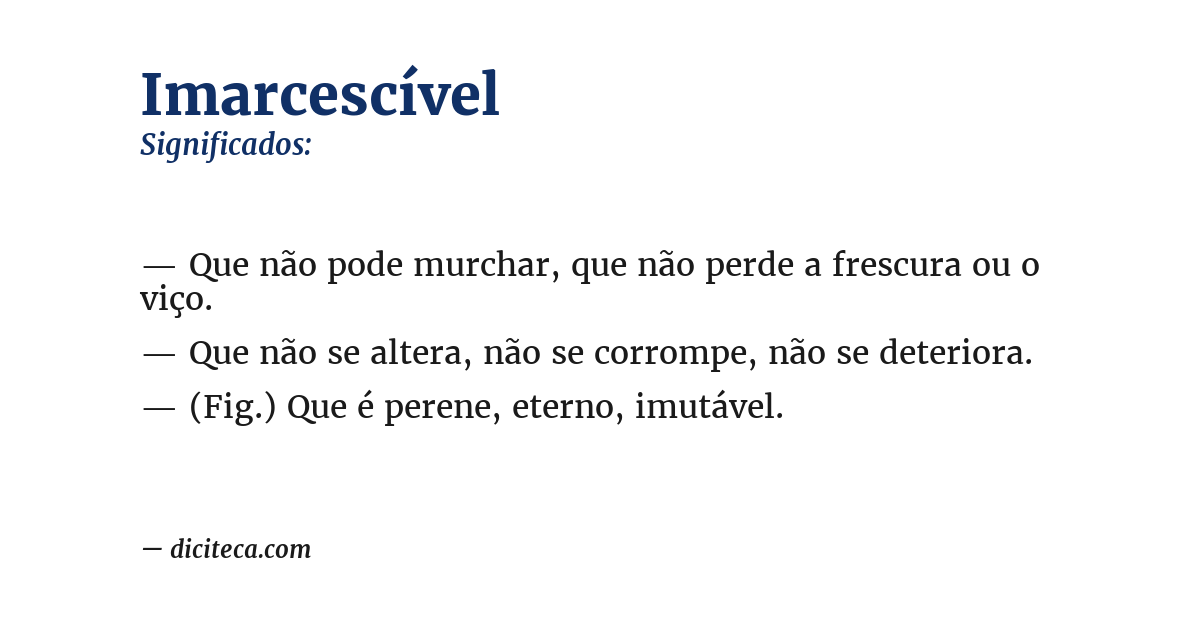 Significado de imarcescível