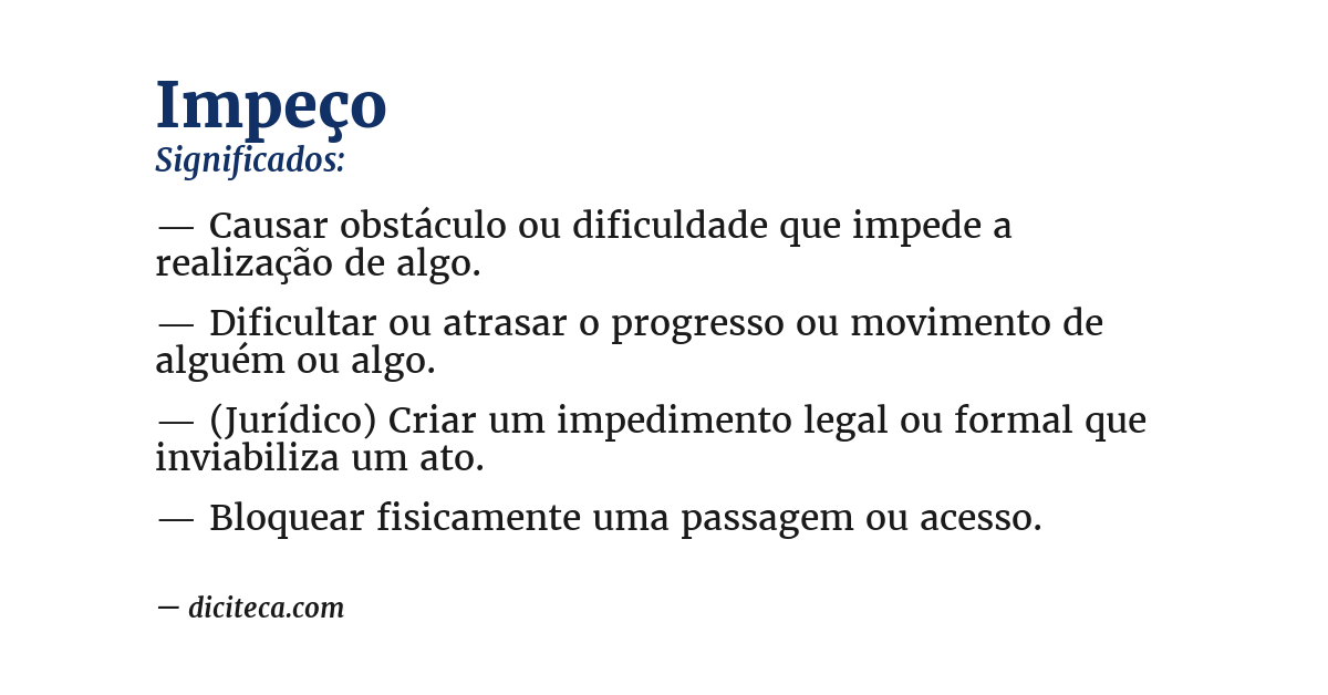 Significado de impeço