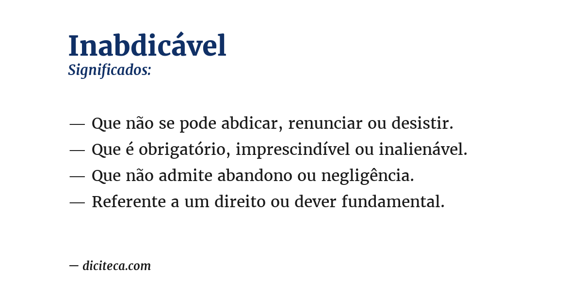 Significado de inabdicável