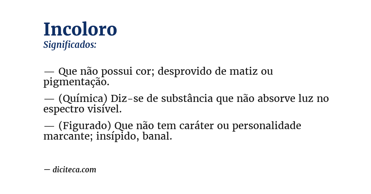 Significado de incoloro