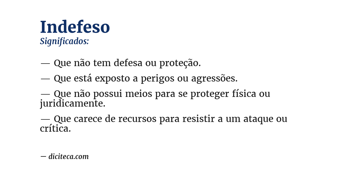 Significado de indefeso