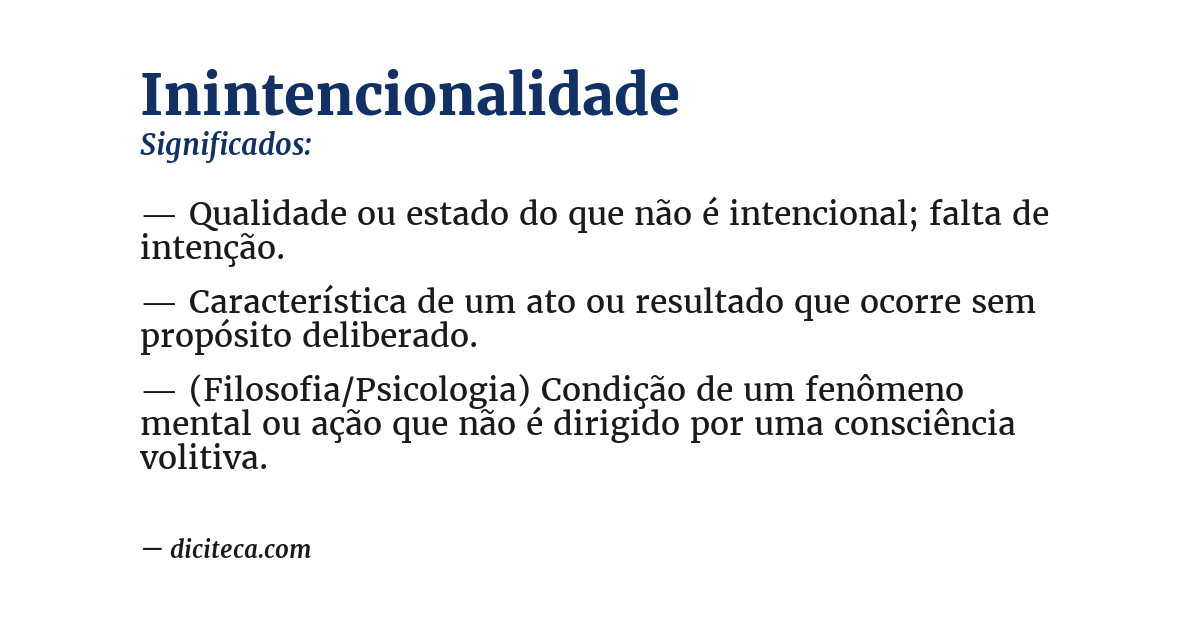 Significado de inintencionalidade