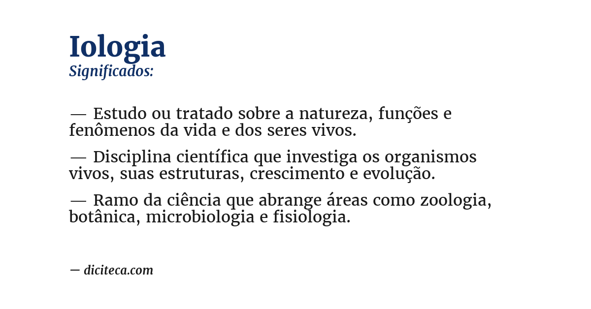 Significado de iologia