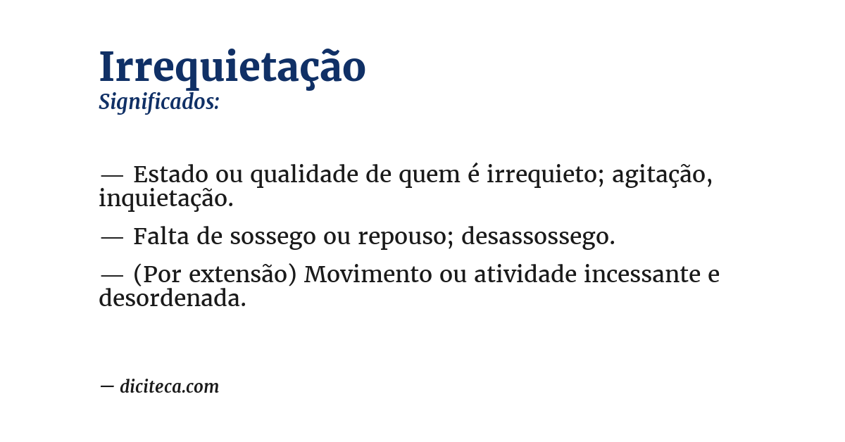 Significado de irrequietação