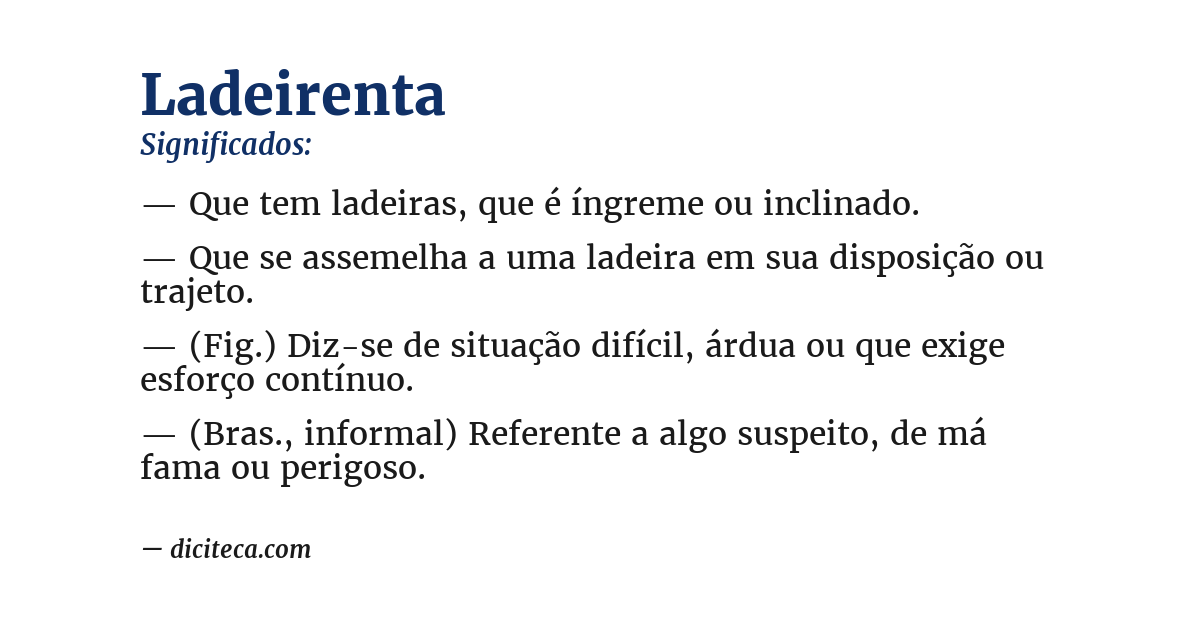 Significado de ladeirenta