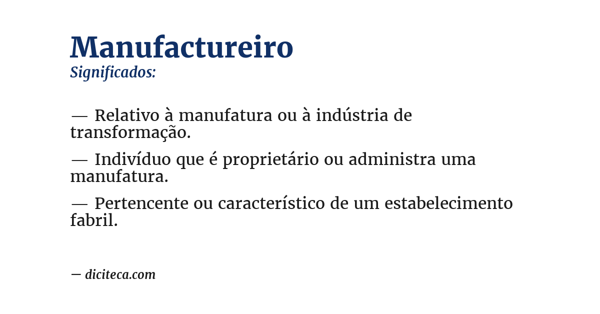 Significado de manufactureiro
