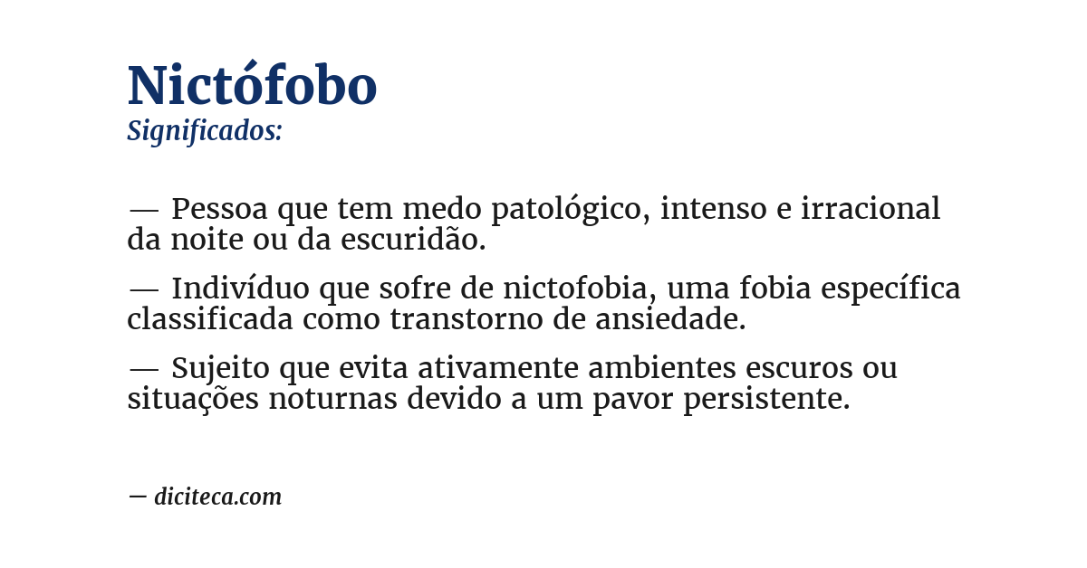 Significado de nictófobo