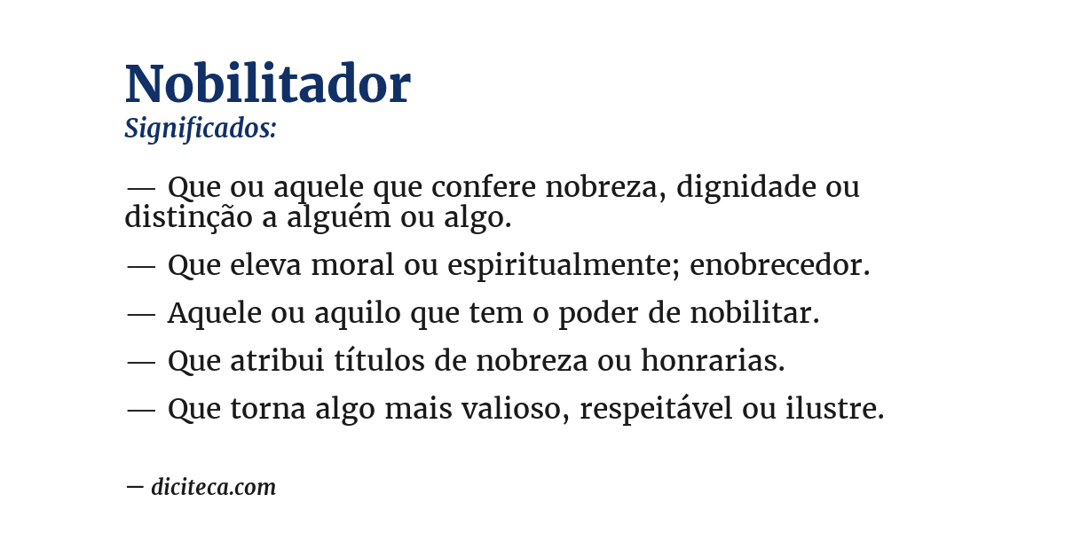 Significado de nobilitador