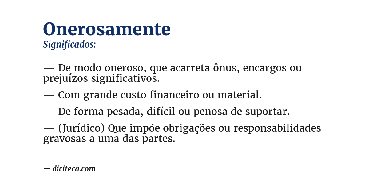 Significado de onerosamente