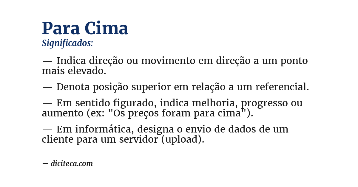 Significado de para cima