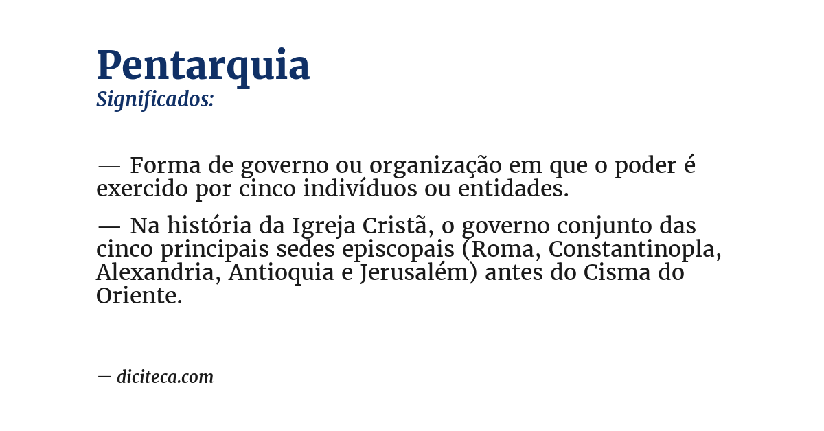 Significado de pentarquia