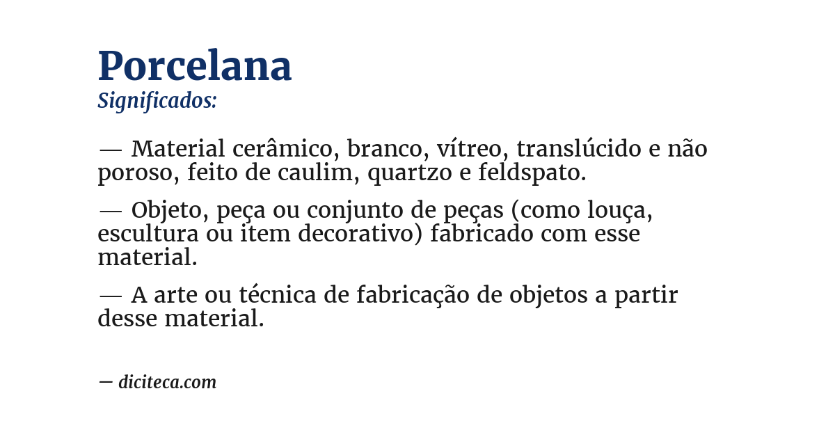 Significado de porcelana