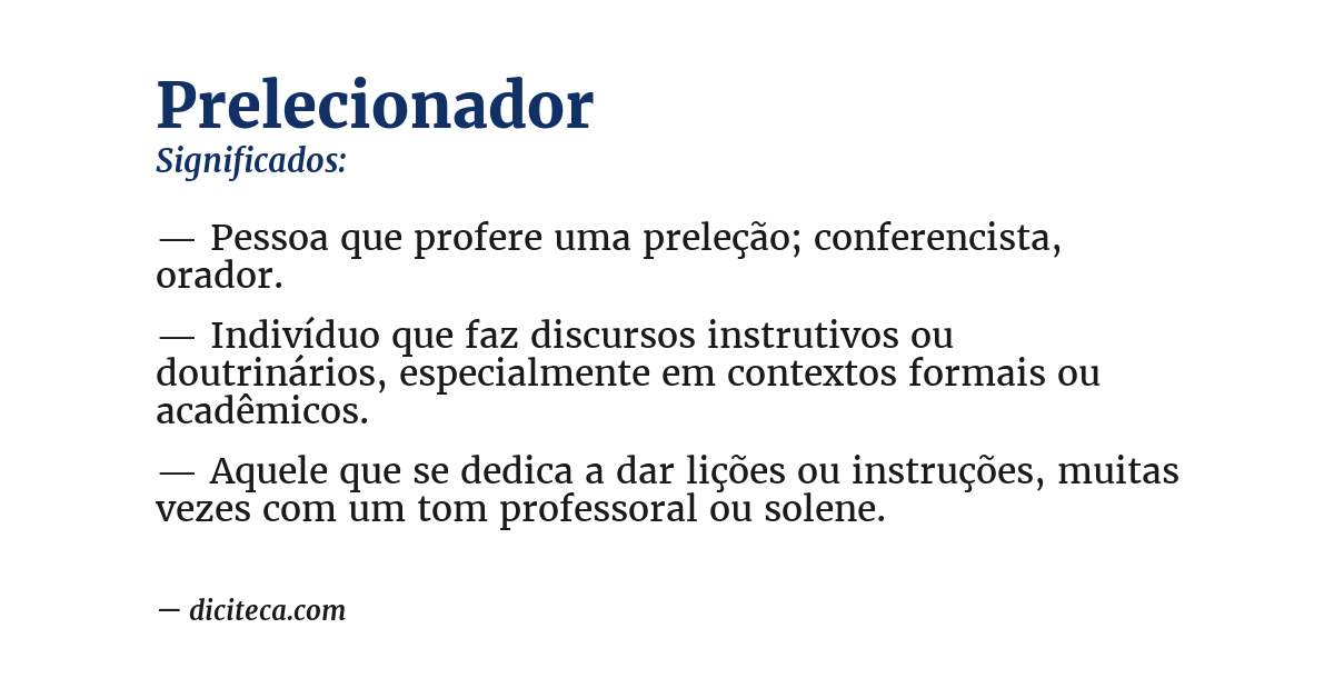 Significado de prelecionador
