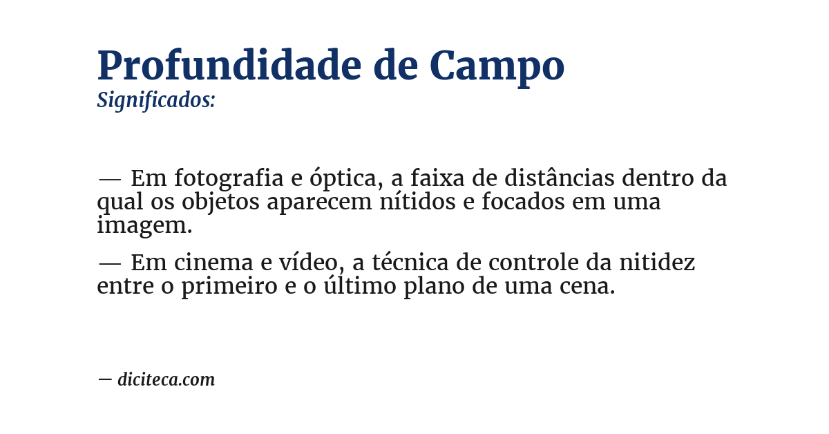 Significado de profundidade de campo