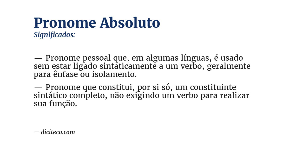 Significado de pronome absoluto