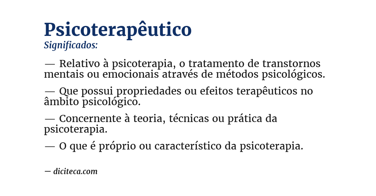 Significado de psicoterapêutico