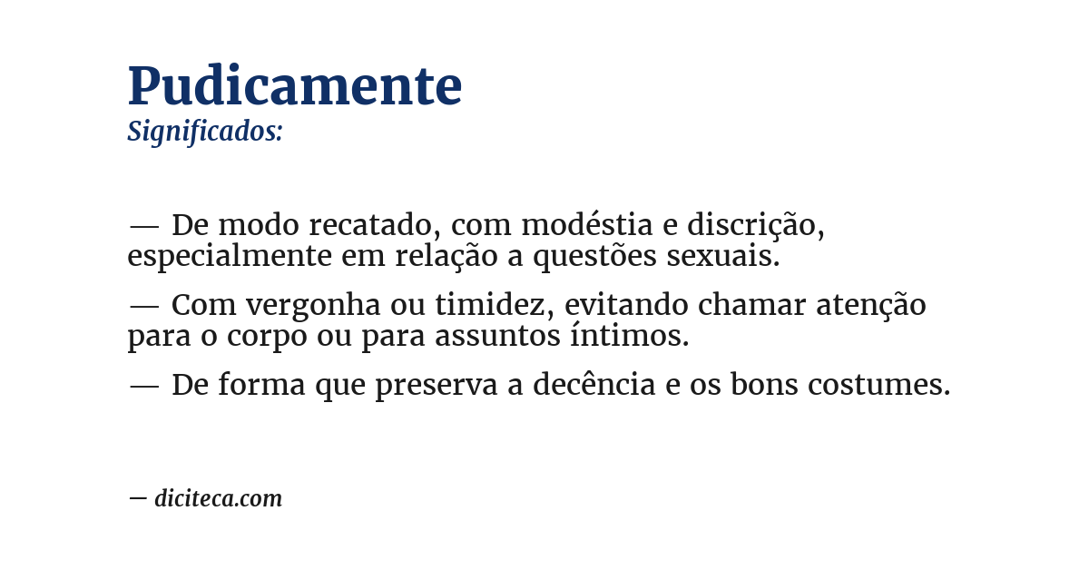 Significado de pudicamente