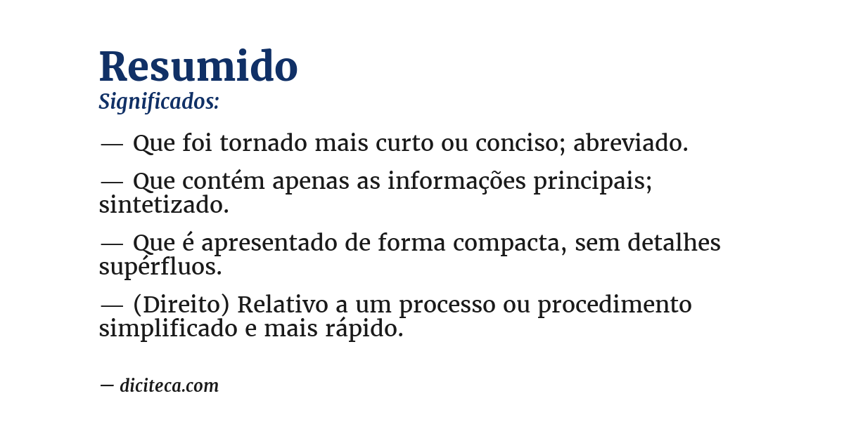 Significado de resumido