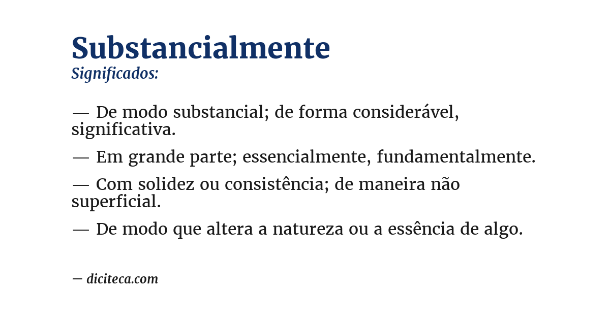 Significado de substancialmente