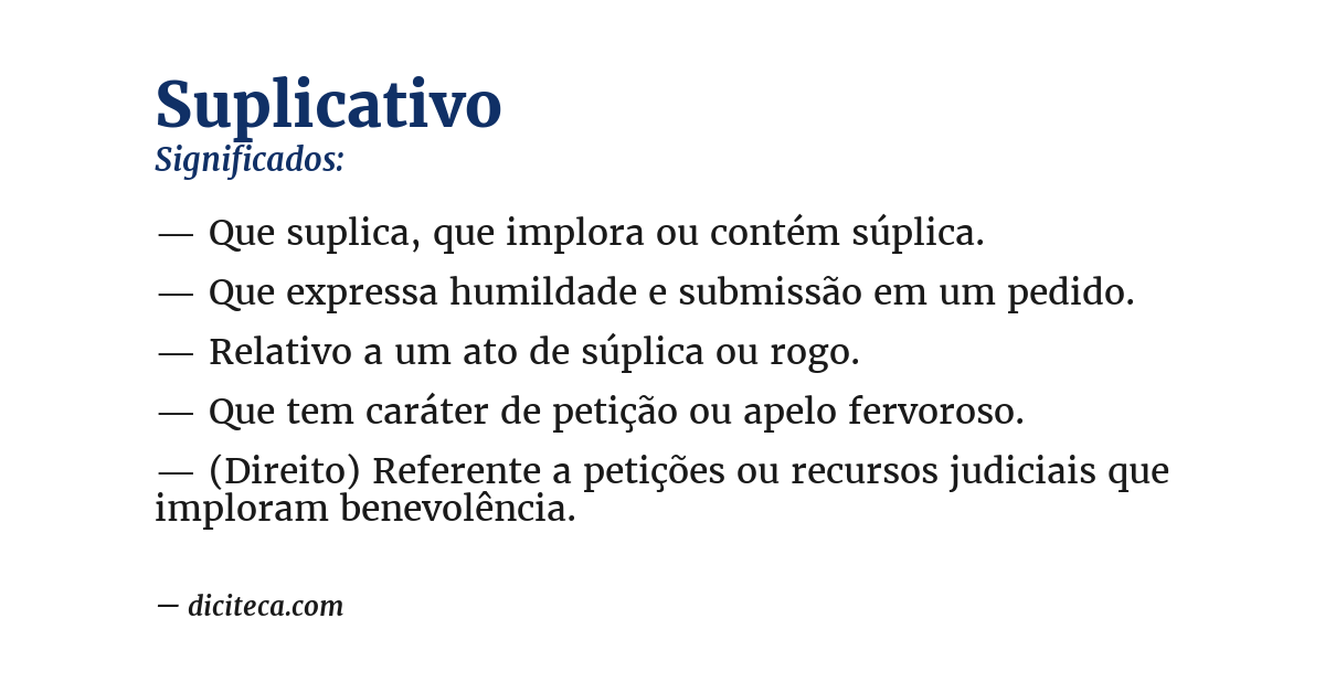 Significado de suplicativo