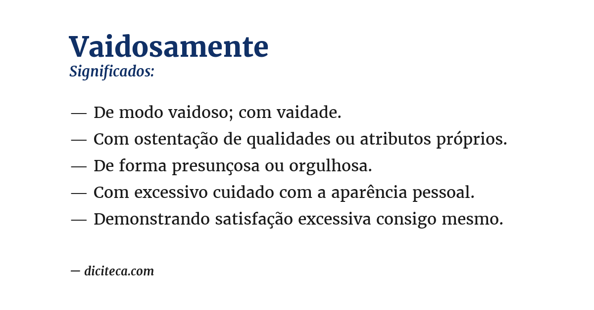 Significado de vaidosamente